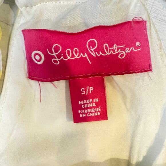 Lilly Pulitzer Pineapple Punch yellow white floral halter tank luxury resort - Picture 3 of 10